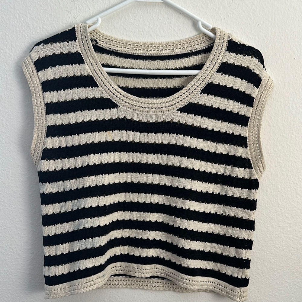 Striped Black and Cream Women's Top